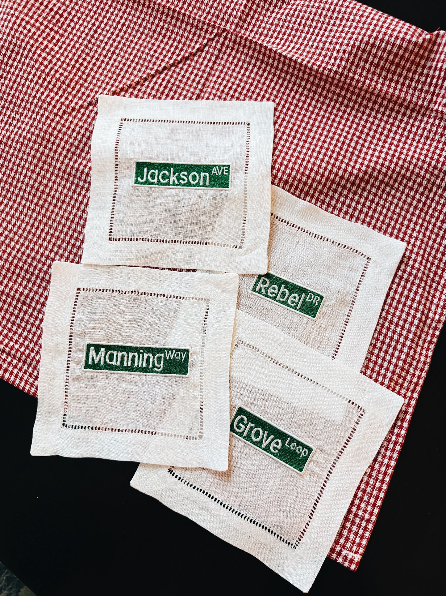 Oxford Street Signs Linen Cocktail Napkins