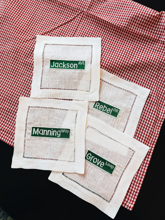 Oxford Street Signs Linen Cocktail Napkins