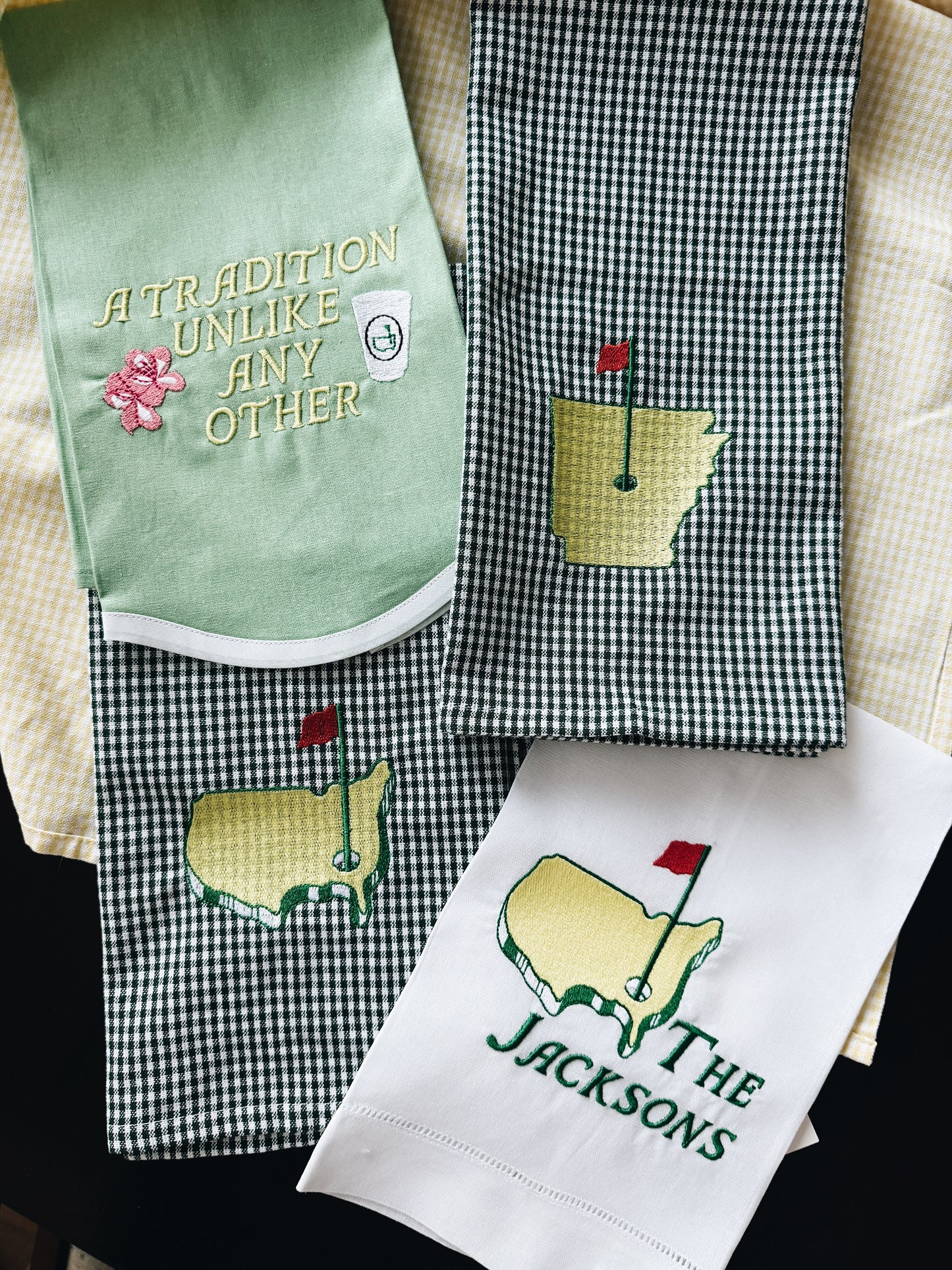Arkansas Golf Gingham Tea Towel