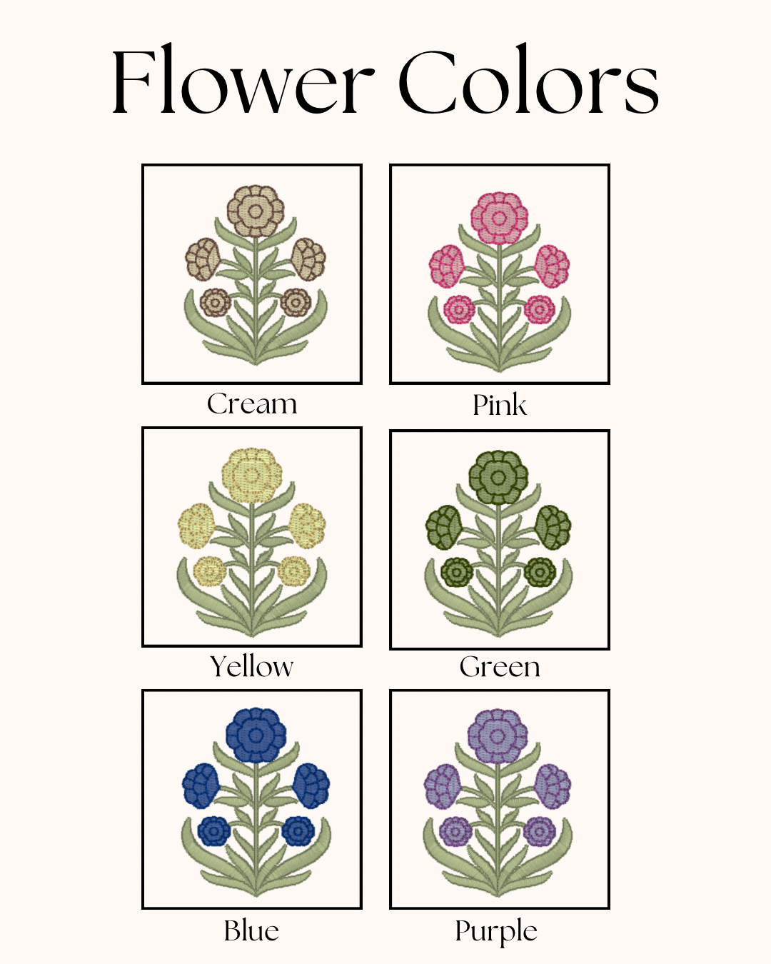 Simple Block Print Flower Linen Cocktail Napkins - Personalization Optional