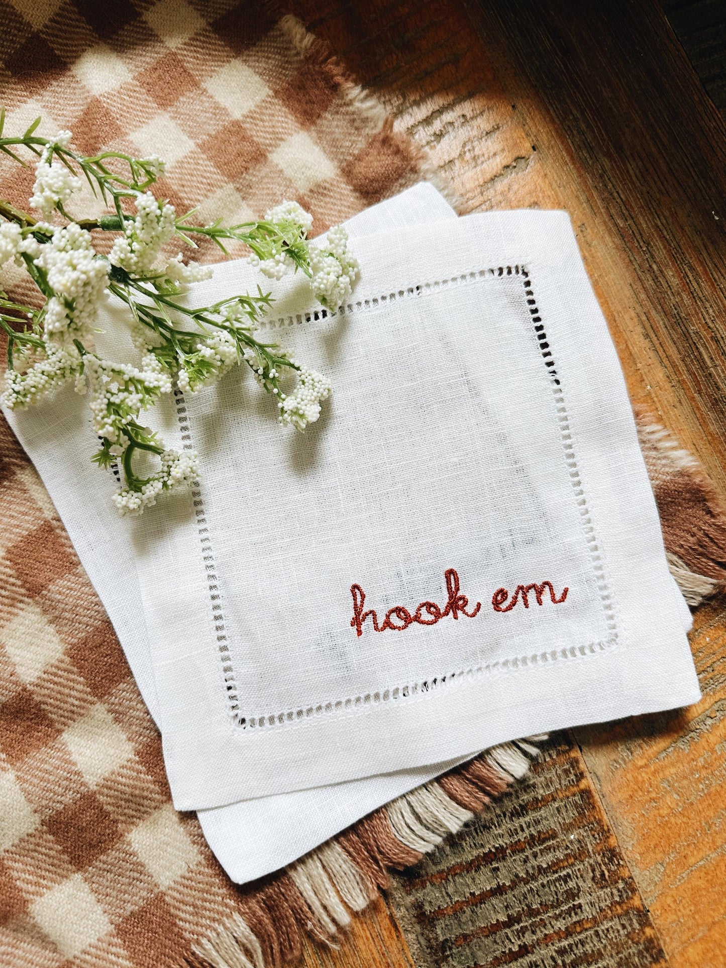 Hook Em Texas Linen Cocktail Napkins