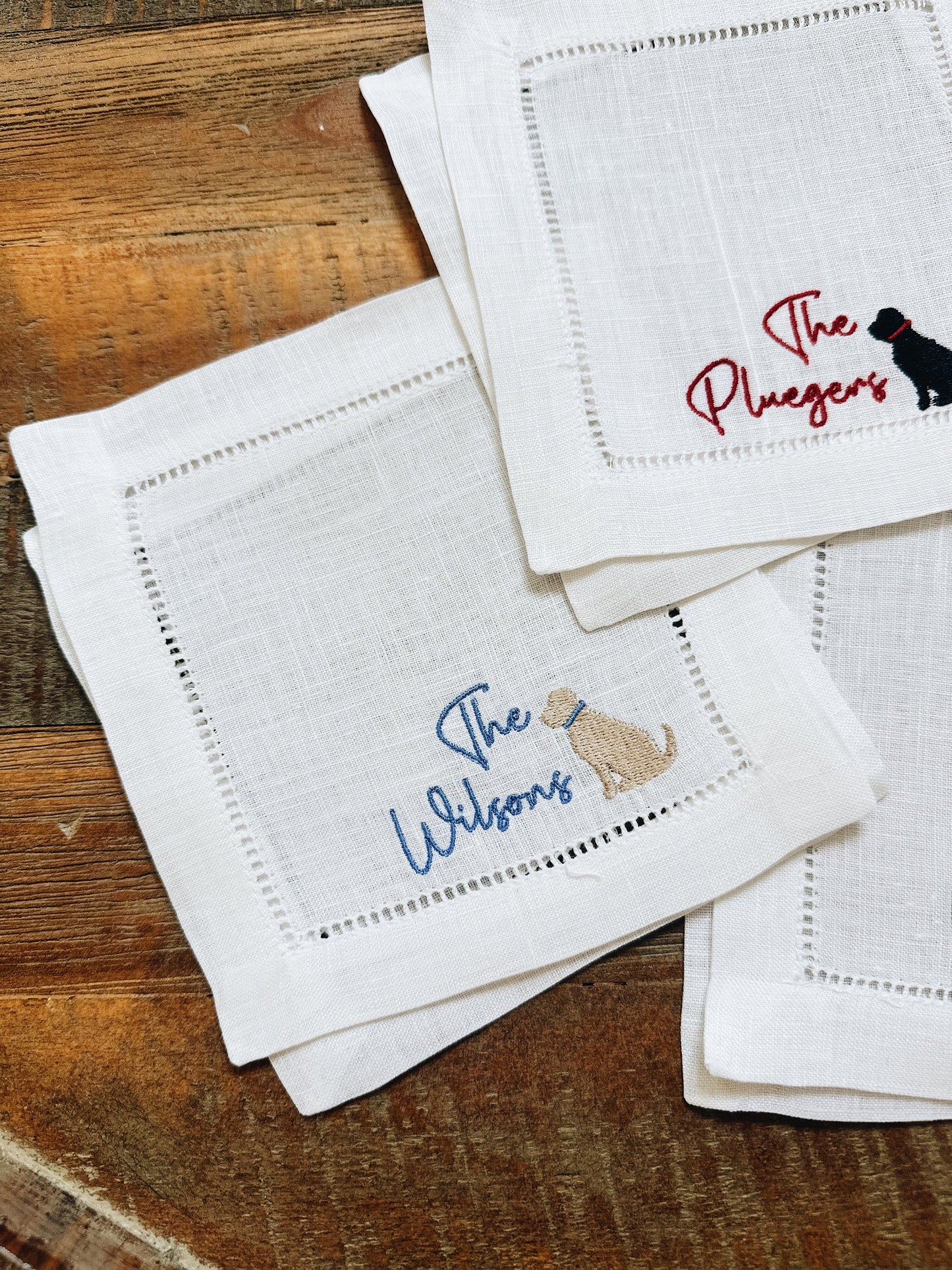 Simple Last Name With Lab Linen Cocktail Napkins